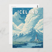 Iceland Illustration Travel Art Vintage ポストカード (正面/裏面)