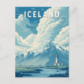 Iceland Illustration Travel Art Vintage ポストカード (正面)