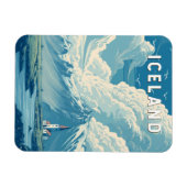 Iceland Illustration Travel Art Vintage マグネット (横)