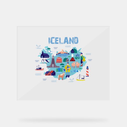 Iceland map アクリルサイン (正面)