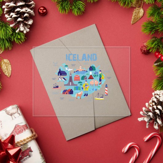 Iceland map アクリル招待状 (インサイチュ (クリスマス))