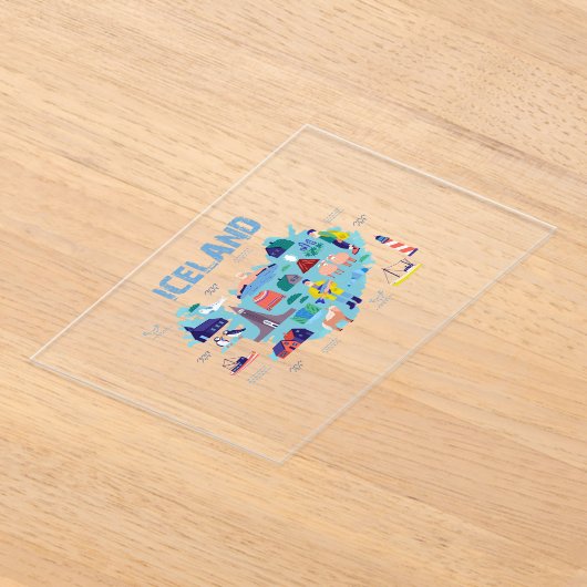 Iceland map アクリル招待状 (レイダウン)