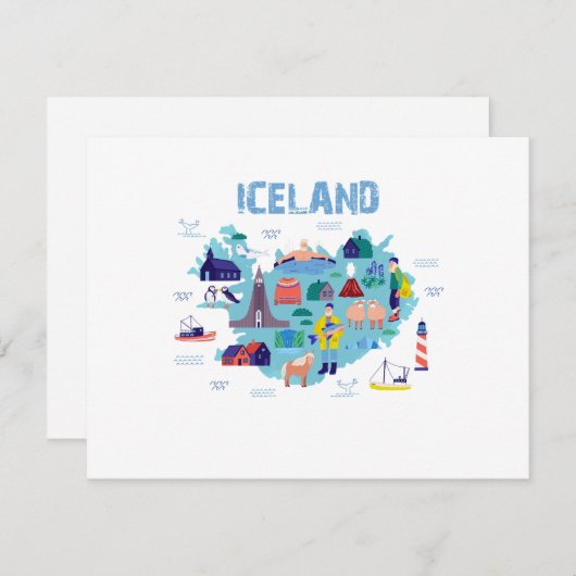 Iceland map 出欠カード (正面/裏面)