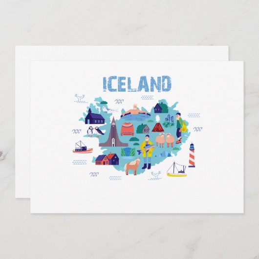 Iceland map 招待状 (正面/裏面)
