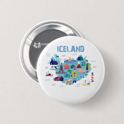 Iceland map 缶バッジ (正面&裏面)