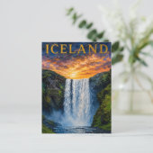 Iceland: Mystic Glow Waterfall Art Souvenir ポストカード (スタンド正面)