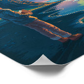 Iceland Northern Lights Illustration Travel Art Vi ポスター (角)