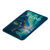 Iceland Northern Lights Illustration Travel Art Vi マグネット (左側)