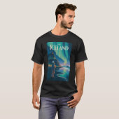 Iceland Northern Lights Illustration Travel Art Vi Tシャツ (正面フル)