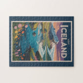 Iceland Painterly Illustration Travel Art Vintage ジグソーパズル (横)