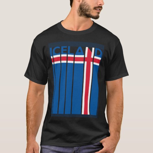 Iceland Vintage Icelandic Flag Vacation Tシャツ (正面)