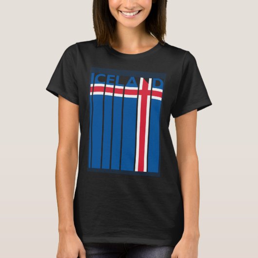 Iceland Vintage Icelandic Flag Vacation Tシャツ (正面)