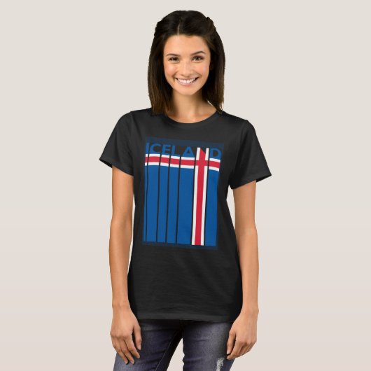 Iceland Vintage Icelandic Flag Vacation Tシャツ (正面フル)