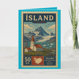 Iceland Vintage Stamp カード