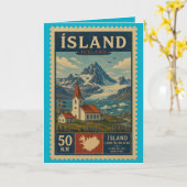 Iceland Vintage Stamp カード (黄色い花)