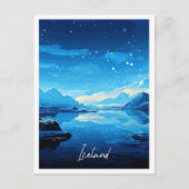Iceland vintage travel illustration ポストカード (正面)