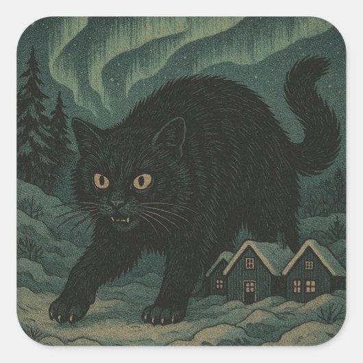 Icelandic Christmas yule Cat  スクエアシール (正面)