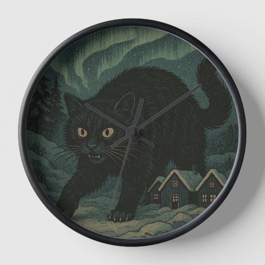 Icelandic Christmas yule Cat  壁時計 (正面)