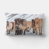 Icelandic Horses in Winter Pasture Near Hofn ランバークッション (裏面)