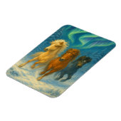 Icelandic Horses Northern Lights Magnet マグネット (左側)