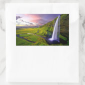 Icelandic Waterfall Green Nature Photo 長方形シール (バッグ)