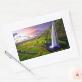 Icelandic Waterfall Green Nature Photo 長方形シール (封筒)