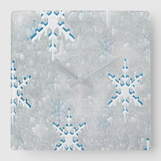 IceSnowflakesクリスマス スクエア壁時計 (正面)