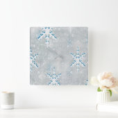 IceSnowflakesクリスマス スクエア壁時計 (ホーム)