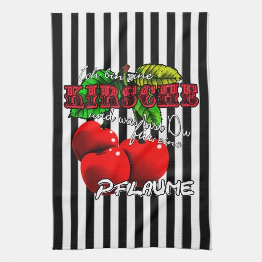 ich bin eine Kirsche was bist Du für eine Pflaume キッチンタオル (縦)