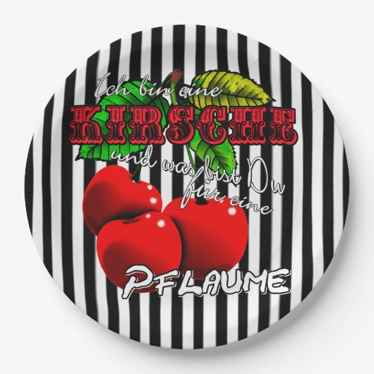 ich bin eine Kirsche was bist Du für eine Pflaume ペーパープレート (正面)