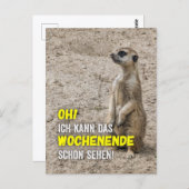 Ich kann das Wochenende schon sehen - Erdmännchen ポストカード (正面/裏面)