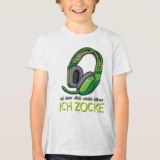 Ich kann dich nicht hören, ICH ZOCKE - Green トライブレンドＴシャツ (正面)