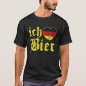 Ich Liebe Bierドイツおもしろいビアドイツ国旗Okto Tシャツ (正面)