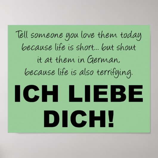 Ich Liebe Dich I Love You おもしろい Poster Sign ポスター (正面)
