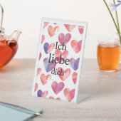 Ich liebe dich – Watercolor Heart Valentine Sign 台座サイン (インサイチュ)