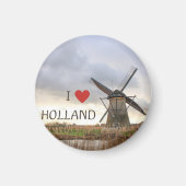Ich liebe Holland Windmühlen Fotomagnet マグネット (正面)