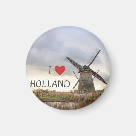 Ich liebe Holland Windmühlen Fotomagnet マグネット