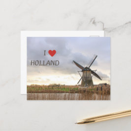 Ich liebe Holland Windmühlen und Felder Postkarte ポストカード