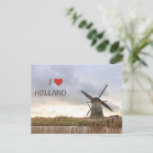 Ich liebe Holland Windmühlen und Felder Postkarte ポストカード (スタンド正面)