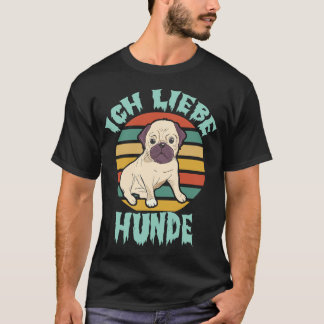 Ich Liebe Hunde – Retro Style Tシャツ