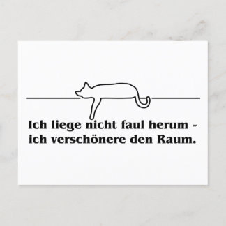 Ich liege nicht faul herum Katzen Humor Spruch  ポストカード