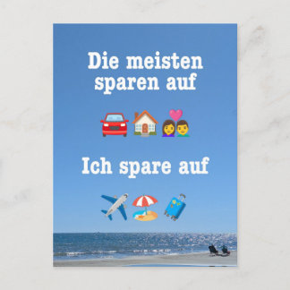 „Ich spare auf … Reisen!“ Postkarte ポストカード