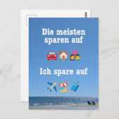 „Ich spare auf … Reisen!“ Postkarte ポストカード (正面/裏面)