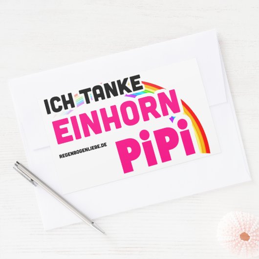 Ich tanke Einhornpipi 長方形シール (封筒)