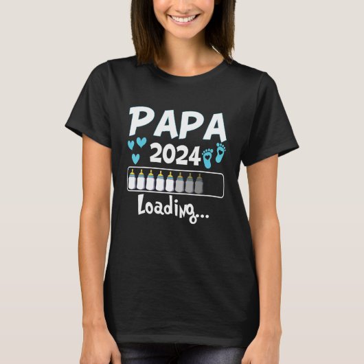 Ich Werde Papa Loading 2024 Baby Announcement Boy  Tシャツ (正面)