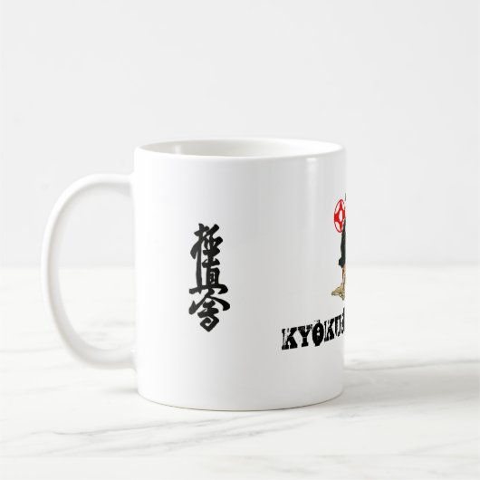 ICHIGEKI, kanji, kanji, KYOKUSHIN KARATE, dojo コーヒーマグカップ (左)