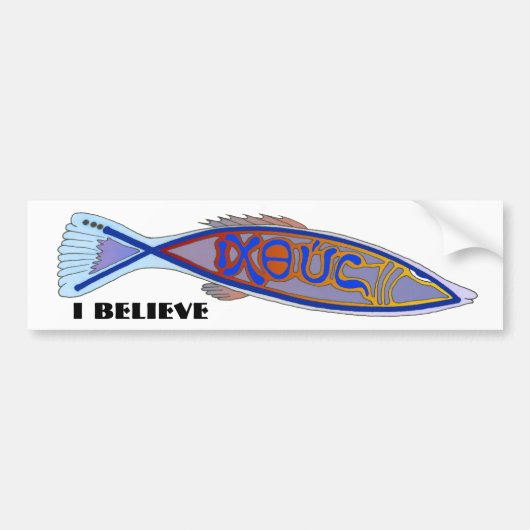 ICHTHUSの魚: 私は信じます バンパーステッカー (正面)