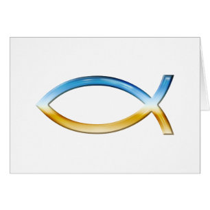 Ichthus -キリスト教の魚の記号の空及び地面