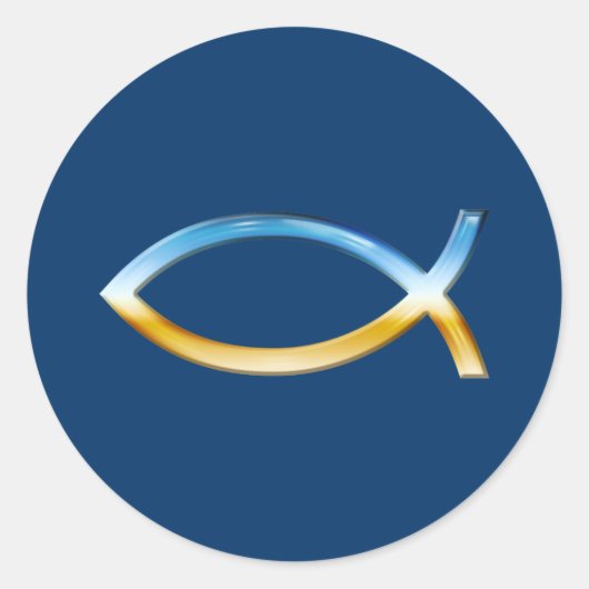 Ichthus -キリスト教の魚の記号の空及び地面 ラウンドシール (正面)