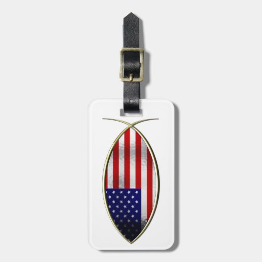 Ichthus -米国旗 ラゲッジタグ (正面縦)